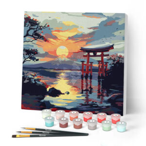 Kép 1/7 - Figured'Art Számozott kifestő 20x20cm, Torii kapu naplementekor