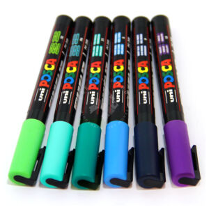 Kép 3/3 - POSCA festékfilctoll készlet 6db Hideg színek