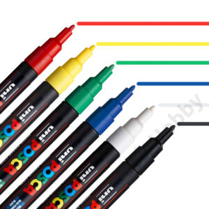 Kép 2/3 - POSCA festékfilctoll készlet 6db Alapszínek
