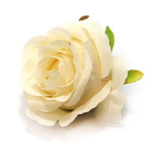 Kép 1/3 - Rózsafej textilből 6x8 cm krémfehér