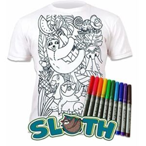 Kép 1/3 - Újraszínezhető póló - Lajhárok, 3-4 éves korosztály