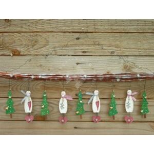 Kép 2/2 - Fafigura, hóember szívvel
