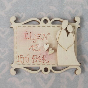 Kép 2/2 - Fafigura, JEGYESPÁR+SZÍV SZILUETT 2db