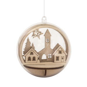 Kép 2/4 - Natúr gömb dísz, TEMPLOM HÁZIKÓVAL