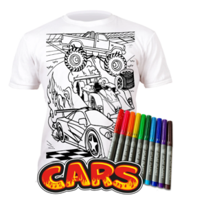 Kép 6/7 - Újraszínezhető póló - Autók, 3-4 éves korosztály