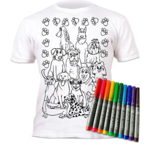 Kép 2/6 - Újraszínezhető póló - Kutyák, 3-4 éves korosztály