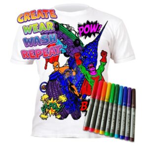 Kép 2/8 - Újraszínezhető póló - Szuperhősök, 3-4 éves korosztály