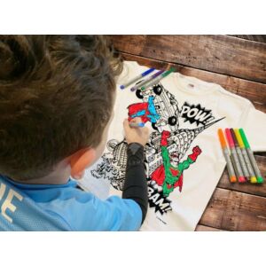 Kép 4/8 - Újraszínezhető póló - Szuperhősök, 3-4 éves korosztály