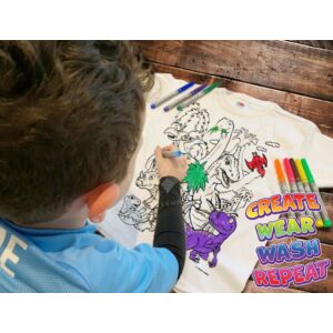 Kép 7/8 - Újraszínezhető póló - Dinók, 9-11 éves korosztály