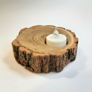 Kép 2/2 - Tölgyfa szelet mécsestartós 12cm