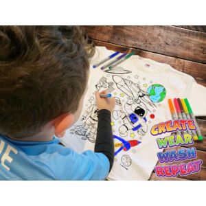 Kép 5/5 - Újraszínezhető póló - Világűr, 9-11 éves korosztály