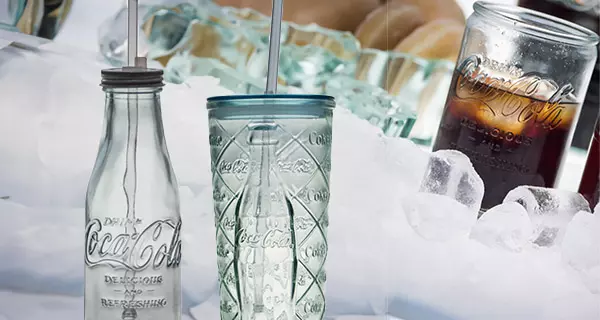 Coca Cola szívószálas üveg vagy pohár + AJÁNDÉK pohárral