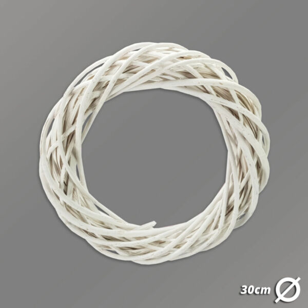 Széles vesszőkoszorú, 30 cm FEHÉR