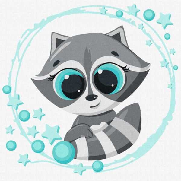 Számozott kifestő - Mosómedve 30x30 cm