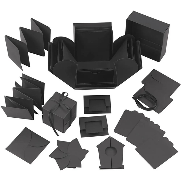Robbanó doboz fekete 7x7x7,5+12x12x12 cm