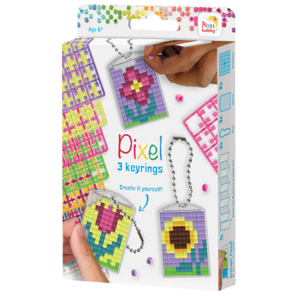 Pixel kulcstartó szett 3 db-os - VIRÁGOS