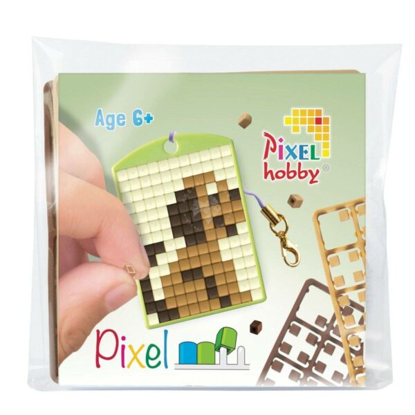 Pixel kulcstartó szett, színes alaplappal - KUTYUS