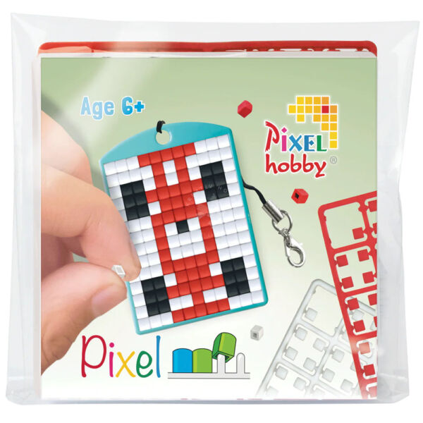 Pixel kulcstartó szett, színes alaplappal - VERSENYAUTÓ