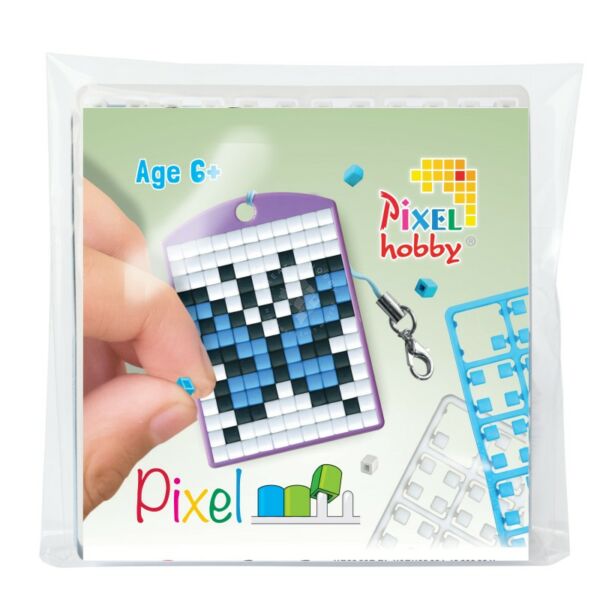 Pixel kulcstartó szett, színes alaplappal - PILLANGÓ