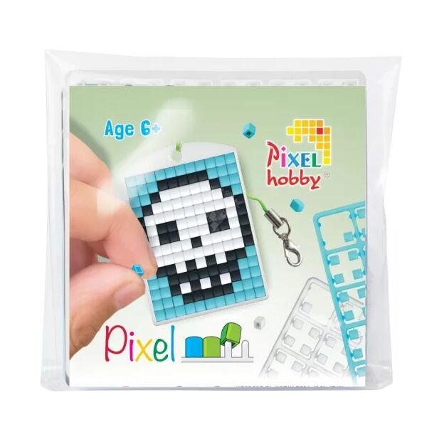 Pixel kulcstartó szett, színes alaplappal - KOPONYA