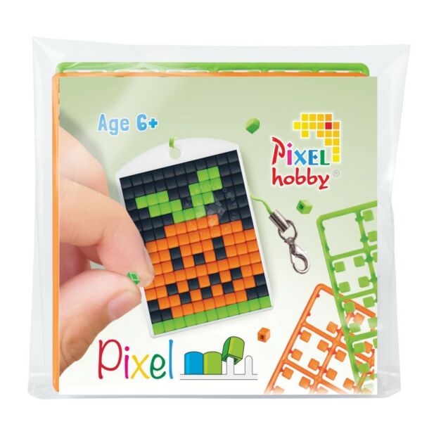 Pixel kulcstartó szett, színes alaplappal - HALLOWEEN TÖK