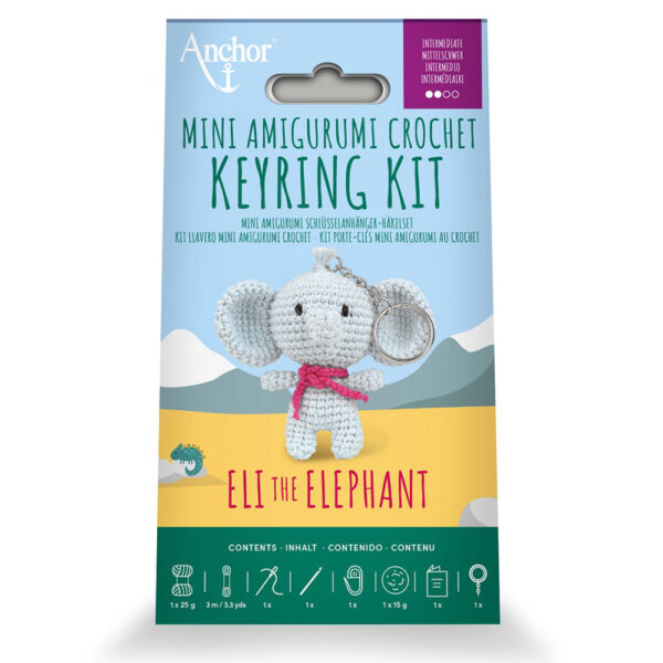 Amigurumi szett, kulcstartó elefánt 9,5cm