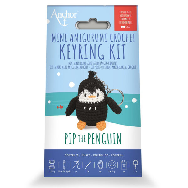 Amigurumi szett, kulcstartó pingvin 8cm