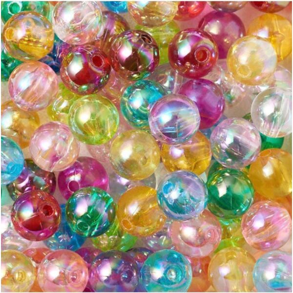 Gyöngykészlet, műanyag színes átlátszó irizált mix 14g