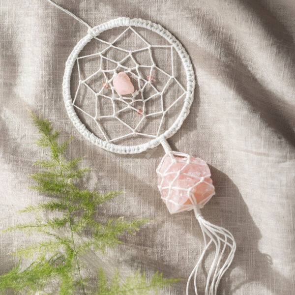 Mini makramé készlet: Álomfogó rózsakvarccal 