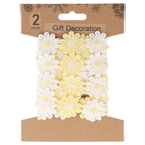 Virágos szalag 2m, Fehér és sárga virágok