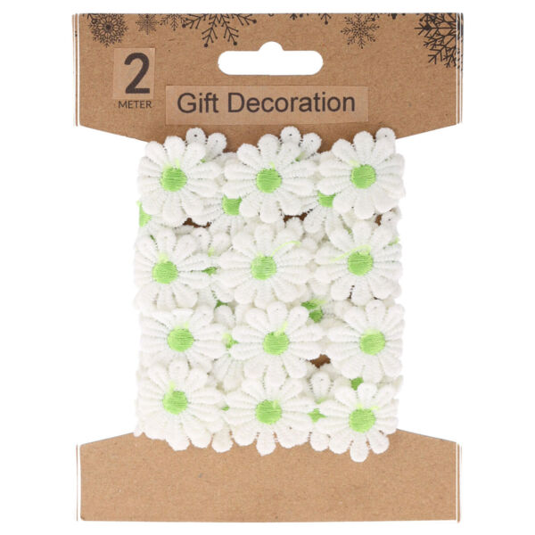Virágos szalag 2m, Fehér virág zöld bibével