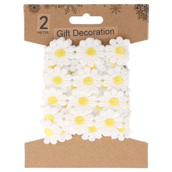 Virágos szalag 2m, Fehér virág sárga bibével