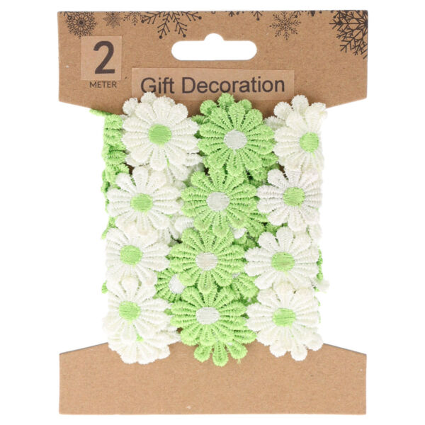 Virágos szalag 2m, Fehér és zöld virágok