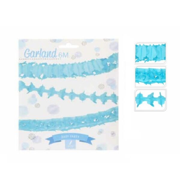 Csipkés papírgirland KÉK 6m