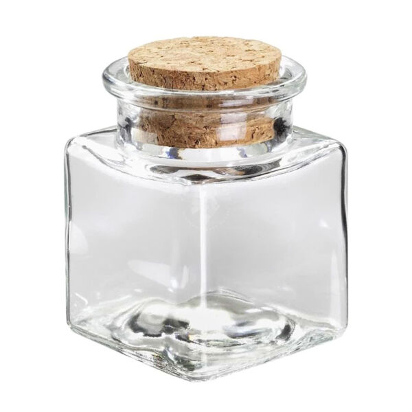 Mini kocka üveg parafa dugóval, 50ml