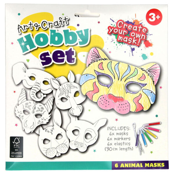 Színezhető állatos álarcok filctollakkal 6db/cs