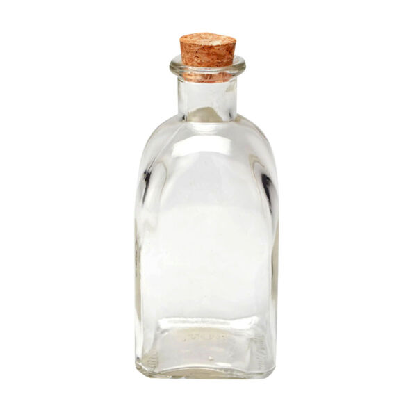 Üvegpalack szögletes, parafa dugóval 120ml