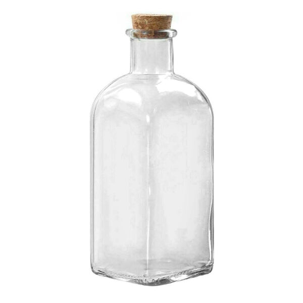 Üvegpalack szögletes, parafa dugóval 500ml