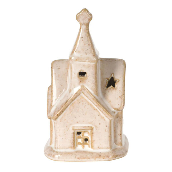 Kerámia templom LED-es, 12cm D