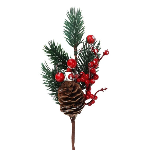 Karácsonyi betűző, fenyőág bogyóval és tobozzal 20cm