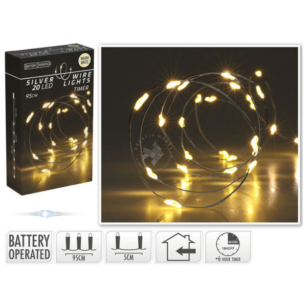 drótos ledfüzér, 40db-os, melegfényű