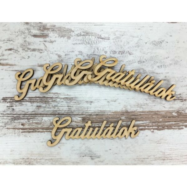 Natúr fafelirat "GRATULÁLOK" 9,5x3cm