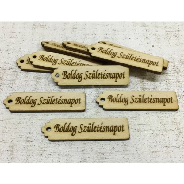 Natúr fatábla- "BOLDOG SZÜLETÉSNAPOT" 6,5x1,6cm
