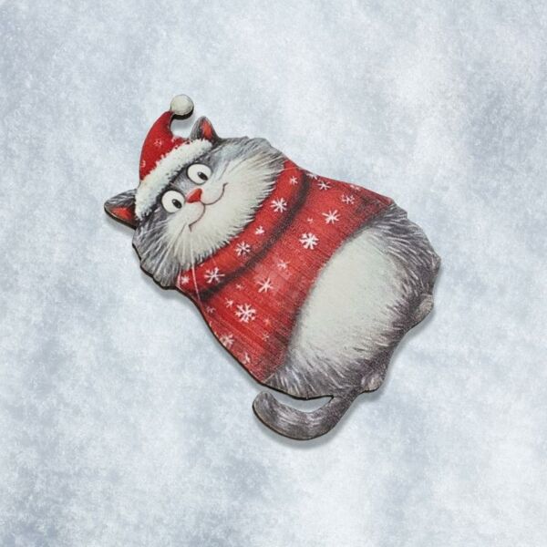 Színes fatábla - Cica pulcsiban 7cm, 3db