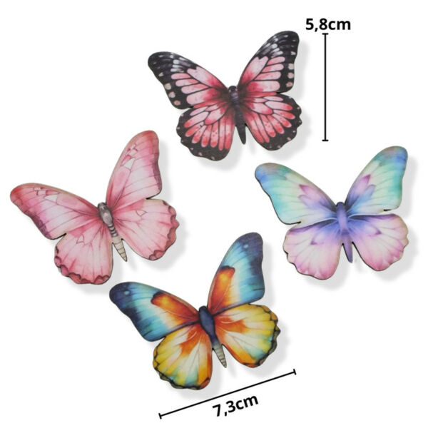 Színes fatábla - Pillangók 7cm, 4db
