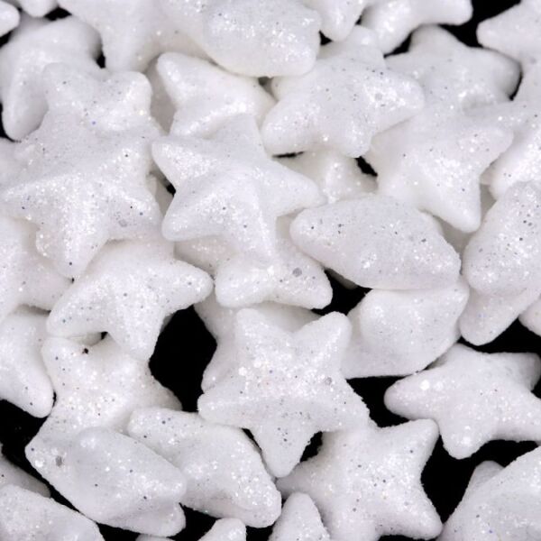 Csillámos dekorcsillag 2cm FEHÉR