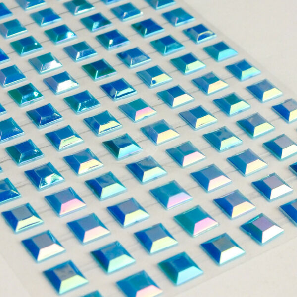 Négyzet alakú, öntapadós strasszkő TÜRKIZKÉK 200db