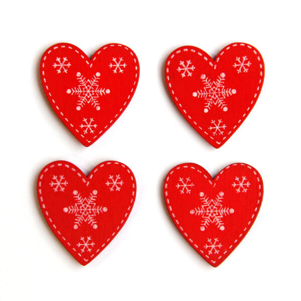 Fafigura csomag, piros szívek 4db/csomag