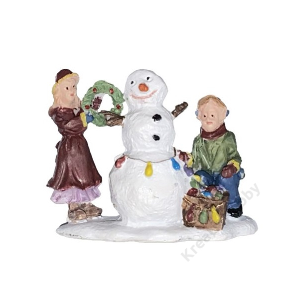 Téli mini falu kiegészítő hóemberépítő gyerekek poly 6,2x3,9x4,7CM színes