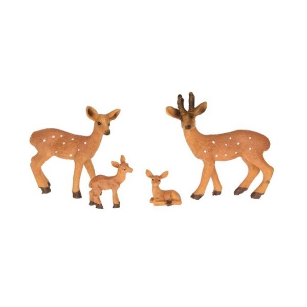 Őz család álló, poly, 7,5x2,5x8,3 cm, barna, 